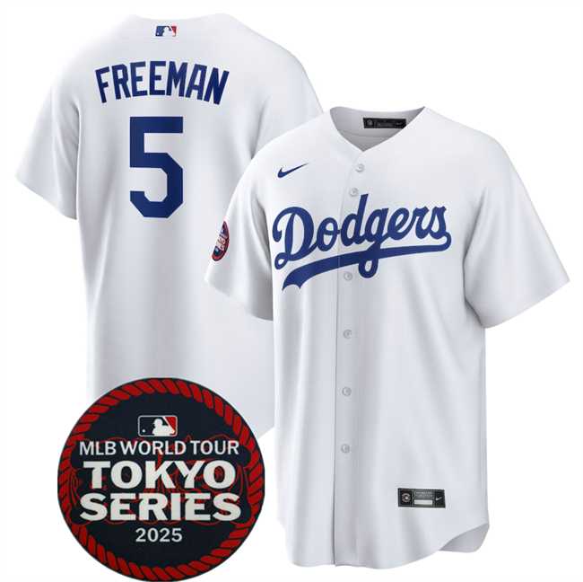Men's Los Angeles Dodgers #5 Freddie Freeman White 2025 World Tour Tokyo Series Home Stitched Jersey Dzhi,We sell and wholesale Men's Los Angeles Dodgers #5 Freddie Freeman White 2025 World Tour Tokyo Series Home Stitched Jersey Dzhi on line form chian!